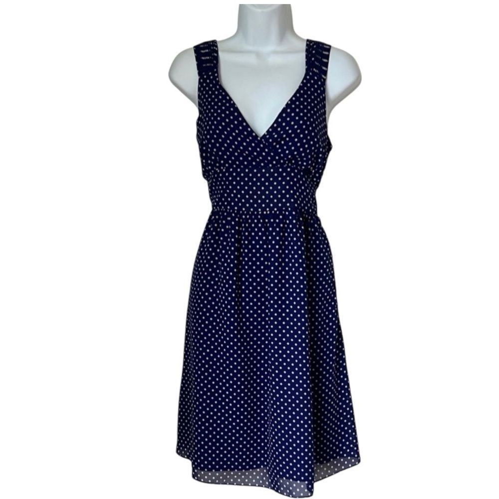 Gap Factory Navy Blue Polka Dot Sleeveless Dress sz 8